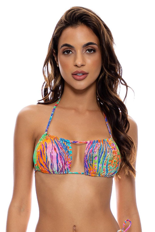 Luli Fama Wild Waters Multiway Scrunched Cup Bandeau